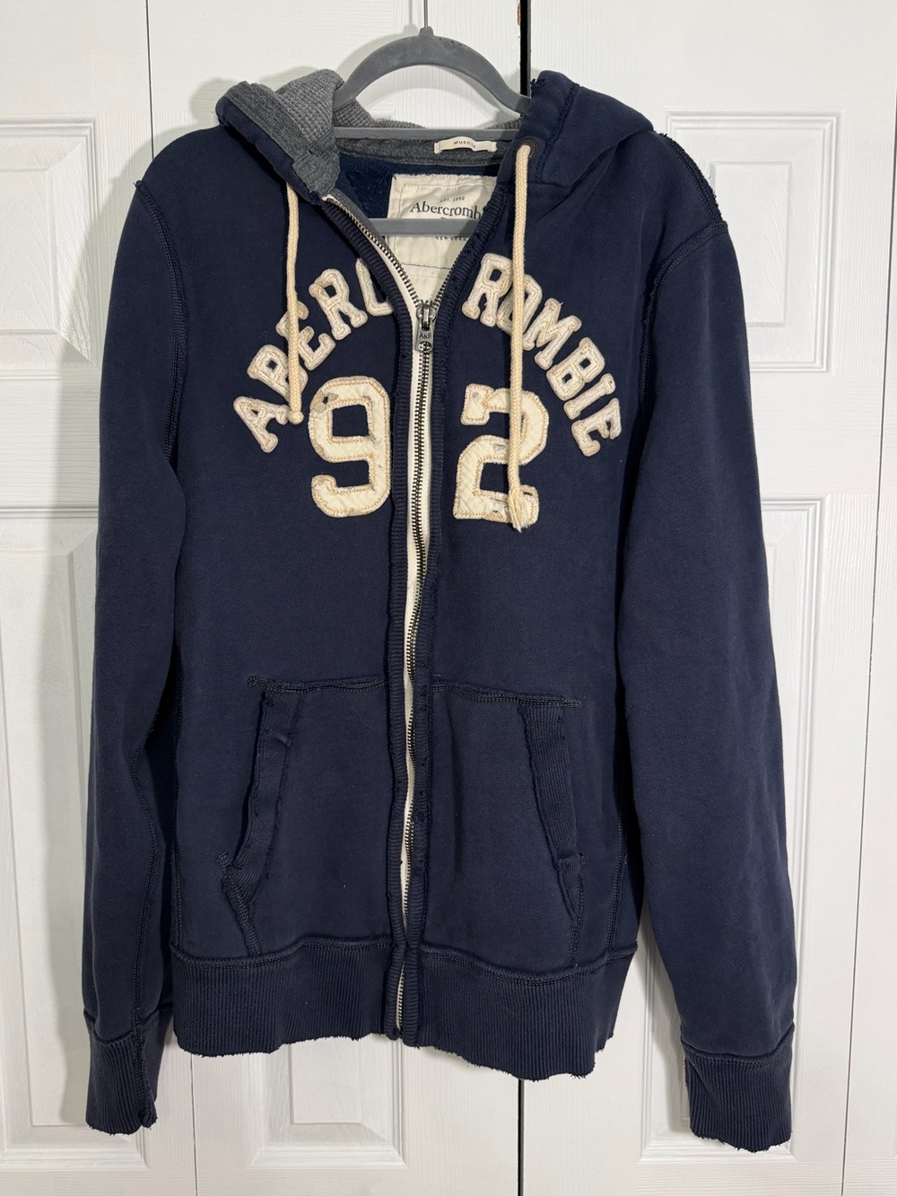 Abercrombie & Fitch Full Zip Hooded Sweatshirt XXL Navy Blue